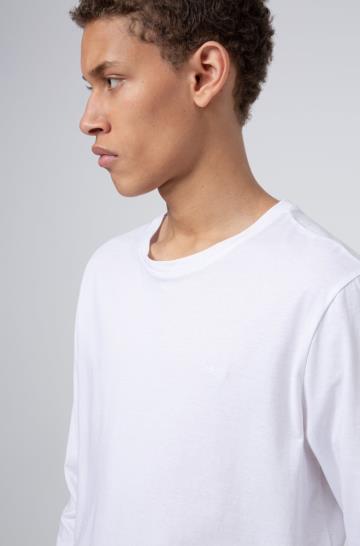 Koszulki HUGO Long Sleeved Cotton Białe Męskie (Pl47421)